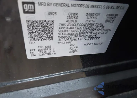 2026 Chevrolet Equinox Fwd Lt from USA, damaged, VIN 3GNAXHEG1TL268722